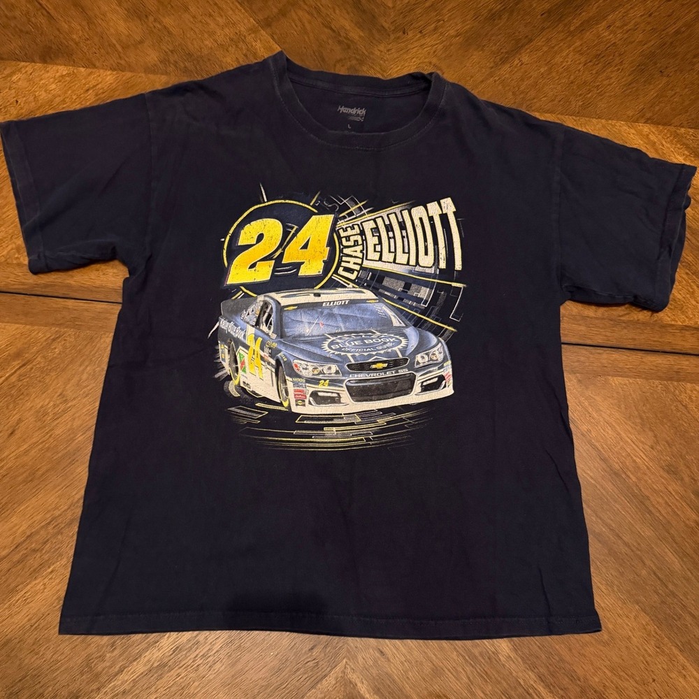 Chase Elliott 24 NASCAR‎ Hendrick Motorsports Navy Blue Graphic T-Shirt Mens L